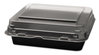 A Picture of product SCC-851611 SOLO® Creative Carryouts® Hinged Plastic Hot Deli Boxes. 18 oz. 6.22 X 5.91 X 2.09 in. Black and Clear. 200 count.