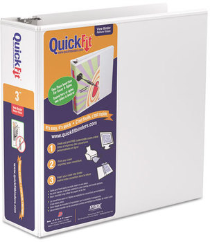 QuickFit® QuickFit® by Stride D-Ring View Binder,  3" Capacity, 8 1/2 x 11, White