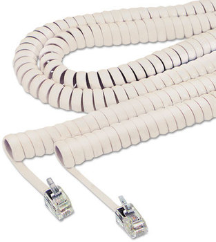 Softalk® Coiled Phone Cord,  Plug/Plug, 12 ft., Ivory