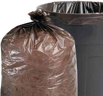 Stout® Recycled Plastic Trash Bags,  20-30gal, 1.3mil, 30x39, Brown/Black, 100/CT