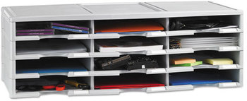 Storex 12 Compartment Literature Organizer. 10 5/8 X 13 3/10 X 31 2/5 in. Gray.