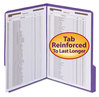 A Picture of product SMD-12442 Smead™ WaterShed® CutLess® Reinforced Top Tab Fastener Folders 0.75" Expansion, 2 Fasteners, Letter Size, Purple Exterior, 50/Box