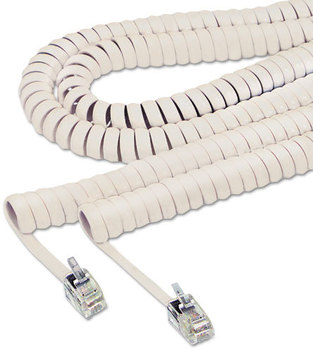 Softalk® Coiled Phone Cord,  Plug/Plug, 25 ft., Ivory