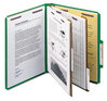 A Picture of product SMD-14033 Smead™ Six-Section Colored Pressboard Top Tab Classification Folders with SafeSHIELD® Coated Fasteners Six 2 Dividers, Letter Size, Green, 10/Box