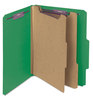 A Picture of product SMD-14033 Smead™ Six-Section Colored Pressboard Top Tab Classification Folders with SafeSHIELD® Coated Fasteners Six 2 Dividers, Letter Size, Green, 10/Box