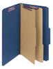 A Picture of product SMD-19035 Smead™ Six-Section Colored Pressboard Top Tab Classification Folders with SafeSHIELD® Coated Fasteners Six 2 Dividers, Legal Size, Dark Blue, 10/Box