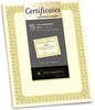 A Picture of product SOU-CTP1V Southworth® Premium Certificates,  Ivory , Fleur Gold Foil Border, 66 lb, 8.5 x 11, 15/Pack