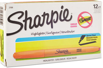 Sharpie® Pocket Style Highlighters,  Chisel Tip, Fluorescent Orange, Dozen