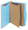 A Picture of product SMD-14030 Smead™ Six-Section Colored Pressboard Top Tab Classification Folders with SafeSHIELD® Coated Fasteners Six 2 Dividers, Letter Size, Blue, 10/Box