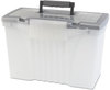 A Picture of product STX-61511U01C Storex Portable Letter/Legal Filebox with Organizer Lid,  Letter/Legal, Clear