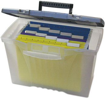 Storex Portable Letter/Legal Filebox with Organizer Lid,  Letter/Legal, Clear