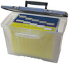 A Picture of product STX-61511U01C Storex Portable Letter/Legal Filebox with Organizer Lid,  Letter/Legal, Clear