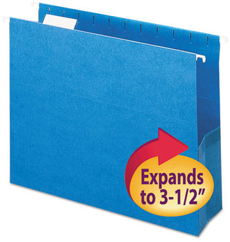 Smead™ Hanging Pockets with Full-Height Gusset 1 Section, 3" Capacity, Letter Size, 1/5-Cut Tabs, Sky Blue, 25/Box