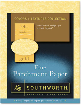 Southworth® Parchment Specialty Paper,  Gold, 24 lb., 8 1/2 x 11, 100/Box