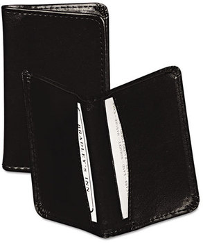 Samsill® Regal™ Leather Business Card Wallet,  25 Card Cap, 2 x 3 1/2 Cards, Black