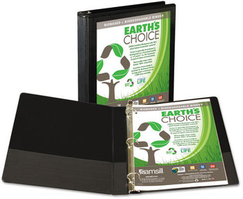 Samsill® Earth's Choice™ Biobased + Biodegradable Round Ring View Binder,  1" Cap, Black