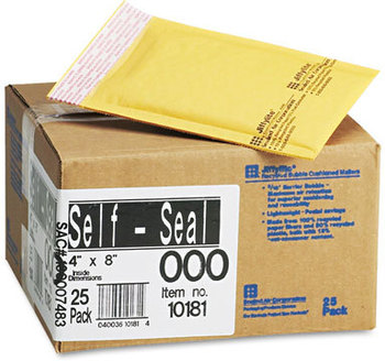 Sealed Air Jiffylite® Self-Seal Bubble Mailer,  Side Seam, #000, 4 x 8, Golden Brown, 25/Carton