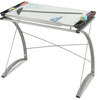 A Picture of product SAF-3966TG Safco® Xpressions™ Glass Top Drafting Table,  41w x 24d x 31 1/2 to 40h, Silver