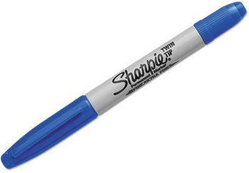 Sharpie® Twin-Tip Permanent Marker,  Fine/Ultra Fine Point, Blue