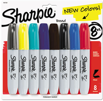 Sharpie® Chisel Tip Permanent Marker,  5.3mm Chisel Tip, Assorted Fashion, 8/Pack