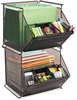 A Picture of product SAF-2164BL Safco® Onyx Stackable Mesh Storage Bin 4 Compartments, Steel 14 x 15.5 11.75, Black