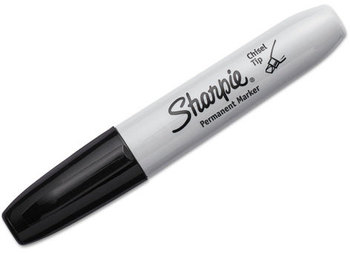 Sharpie® Chisel Tip Permanent Marker,  5.3mm Chisel Tip, Black, 4/Pack
