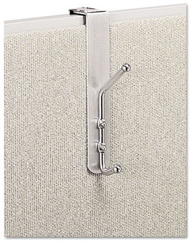 Safco® Coat Hook Over-The-Panel Double-Garment Satin Aluminum/Chrome