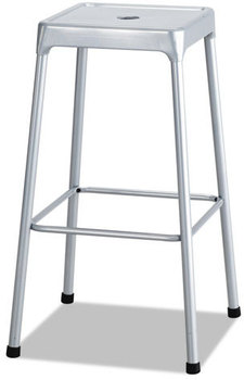 Safco® Bar-Height Steel Stool Backless, Supports Up to 250 lb, 29" Seat Height, Silver