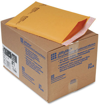 Sealed Air Jiffylite® Self-Seal Bubble Mailer,  Side Seam, #1, 7 1/4 x 12, Golden Brown, 25/Carton
