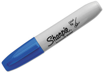 Sharpie® Chisel Tip Permanent Marker,  5.3mm Chisel Tip, Blue, Dozen