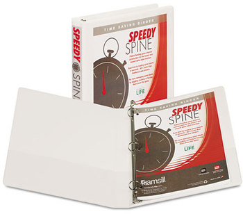 Samsill® Speedy Spine Heavy-Duty Time Saving Round Ring View Binder,  11 x 8-1/2, 1" Cap, White