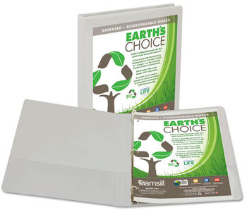 Samsill® Earth's Choice™ Biobased + Biodegradable Round Ring View Binder,  1/2" Cap, White