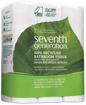 Seventh Generation® 100% Recycled Bathroom Tissue Rolls,  2-Ply, White, 500 Sheets/Jumbo Roll, 60/Carton