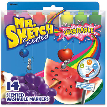 Mr. Sketch® Washable Markers,  Chisel, Assorted Colors, 14/Set
