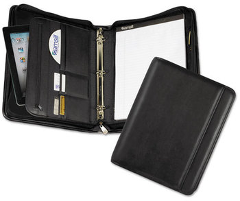 Samsill® Professional Zipper Binder with iPad® Pocket,  Pockets, Writing Pad, Vinyl Black