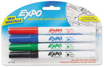 EXPO® Low-Odor Dry-Erase Marker,  Ultra Fine Point, Assorted, 4/Pack