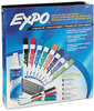 A Picture of product SAN-83054 EXPO® Dry Erase Marker, Eraser and Cleaner Kit,  Chisel/Fine, Assorted, 12/Set