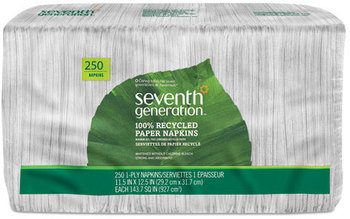 Seventh Generation® 100% Recycled Napkins,  1-Ply, 11 1/2 x 12 1/2, White, 250/Pack