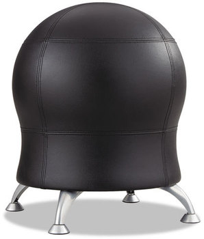 Safco® Zenergy™ Ball Chair Backless, Supports Up to 250 lb, Black Vinyl Seat, Silver Base