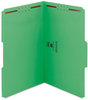 A Picture of product SMD-17140 Smead™ Top Tab Colored Fastener Folders 0.75" Expansion, 2 Fasteners, Legal Size, Green Exterior, 50/Box