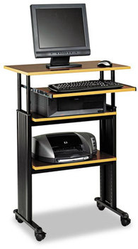 Safco® Muv™ Stand-Up Adjustable-Height Desk 29.5" x 22" 35" to 49", Cherry/Black