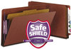 A Picture of product SMD-29855 Smead™ End Tab Pressboard Classification Folders With SafeSHIELD® Coated Fasteners Four 2" Expansion, 1 Divider, Legal Size, Red, 10/Box