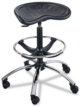 Safco® SitStar™ Stool Backless, Supports Up to 250 lb, 27" 34" Seat Height, Black Black/Chrome Base