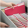 A Picture of product SMD-14936 Smead™ Colored Pressboard Fastener Folders with SafeSHIELD® Coated Fasteners 2" Expansion, 2 Letter Size, Bright Red, 25/Box