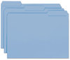 A Picture of product SMD-10239 Smead™ Interior File Folders 1/3-Cut Tabs: Assorted, Letter Size, 0.75" Expansion, Blue, 100/Box