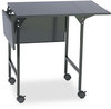 A Picture of product SAF-1876BL Safco® Mobile Machine Stand with Drop Leaves Metal, 1 Shelf, 20" to 36" x 18" 26.75", Black, Ships in 1-3 Business Days