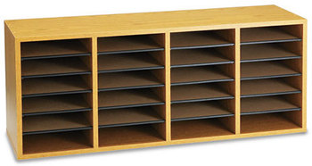 Safco® Adjustable Compartment Wood Literature Organizers,  24 Sections, 39 1/4 x 11 3/4 x 16 1/4, Medium Oak