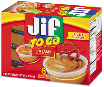 Jif To Go® Spreads,  Creamy Peanut Butter, 1.5 oz Cup, 8/Box