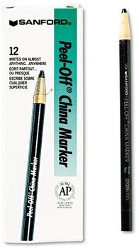 Sharpie® Peel-Off™ China Markers,  Black, Dozen