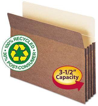 Smead™ 100% Recycled Top Tab File Pockets 3.5" Expansion, Letter Size, Redrope, 25/Box